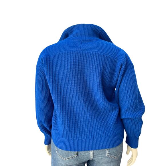 Everlane Women Half Zip Wool Sweater Size XL Blue High Neck Preppy Outdoors Fall - Picture 7 of 13